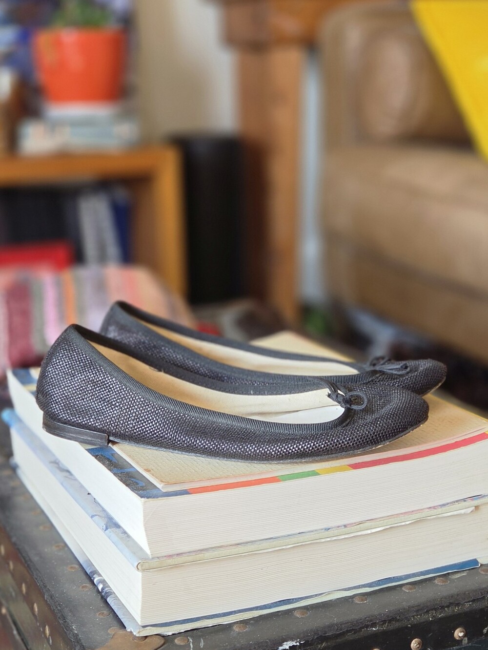 Repetto Black Ballet Flats - Textured Canvas